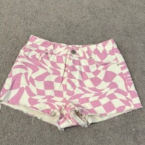 Pink and White Checkered Women Shorts pacsun women’s